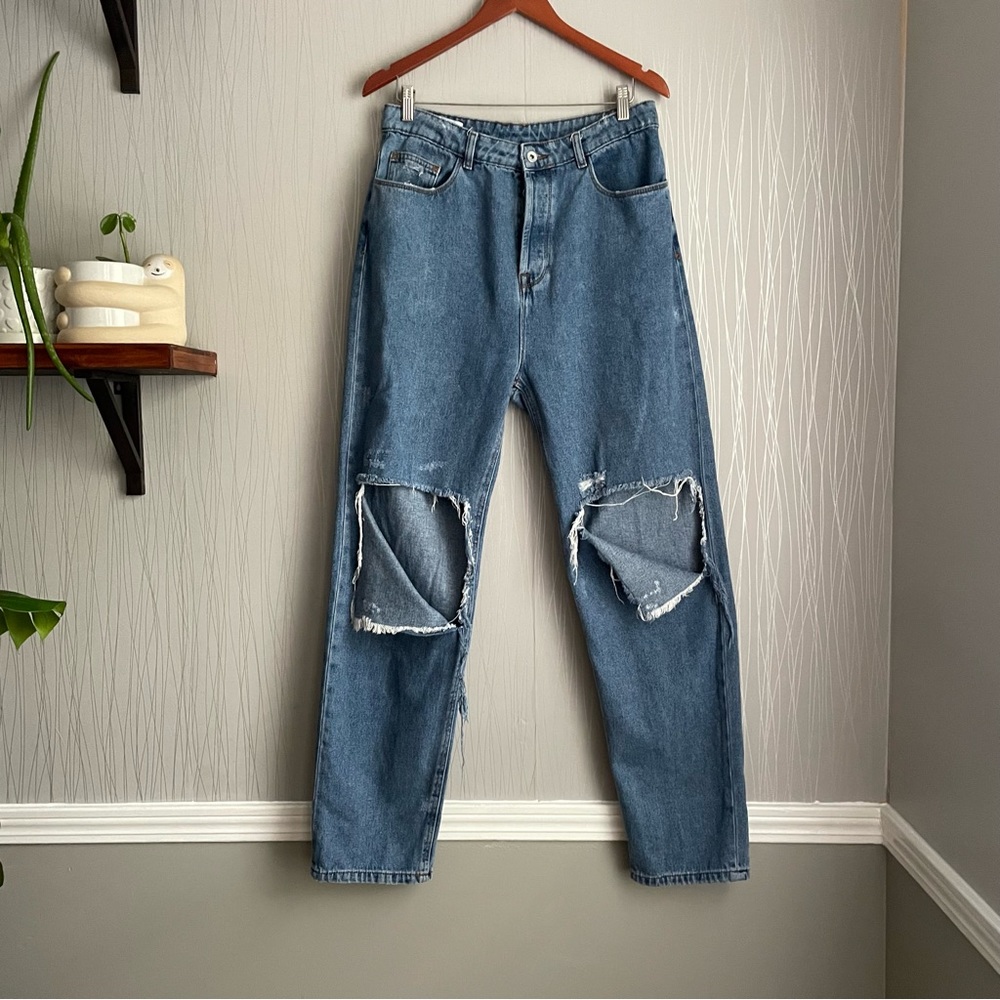 ASOS Collusion 005 Jeans Straight Leg Size 32 x 34 Destroyed Knee